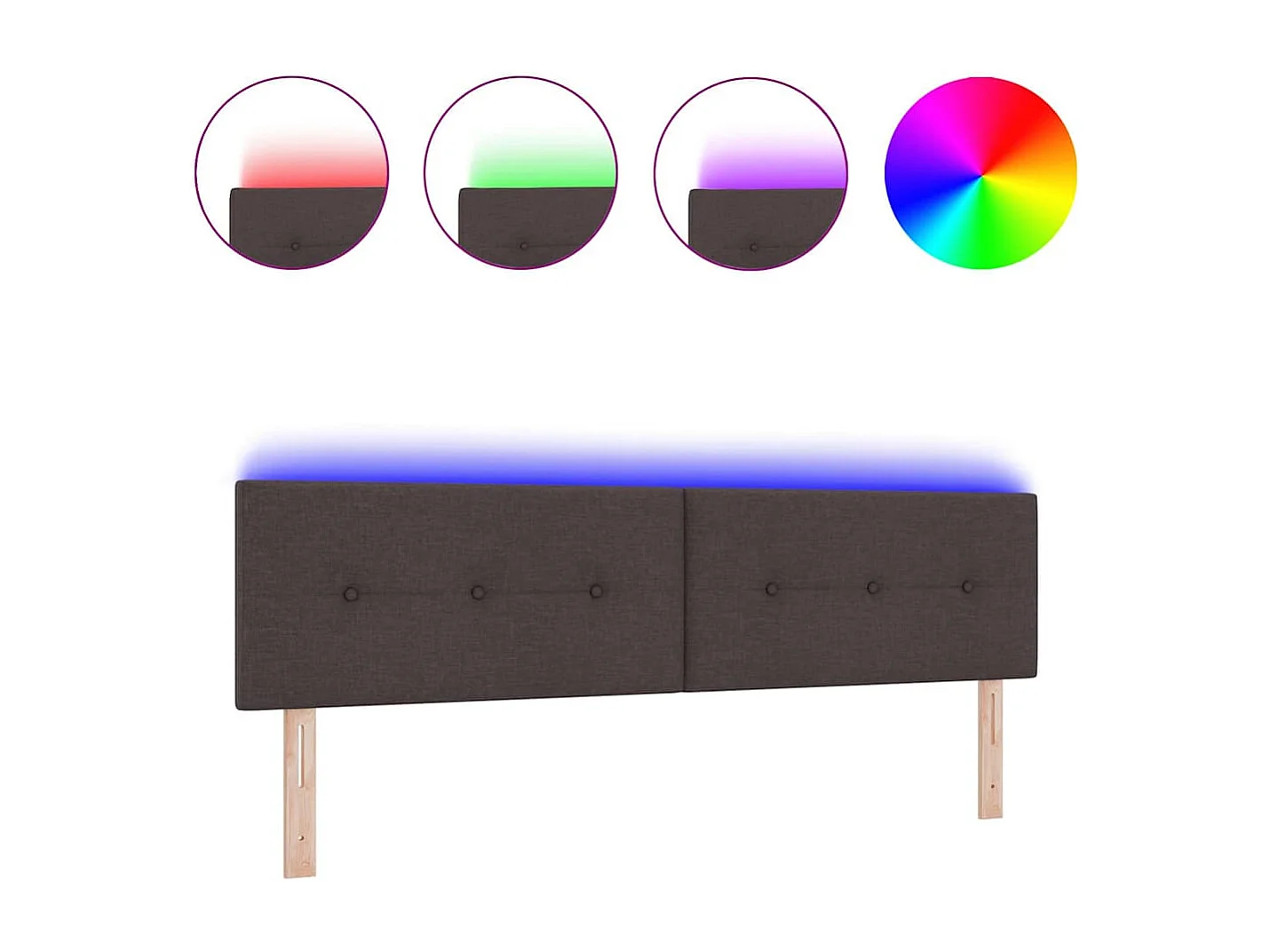 Cabecero LED con luces de tiras LED Marrón Oscuro 180 cm tela