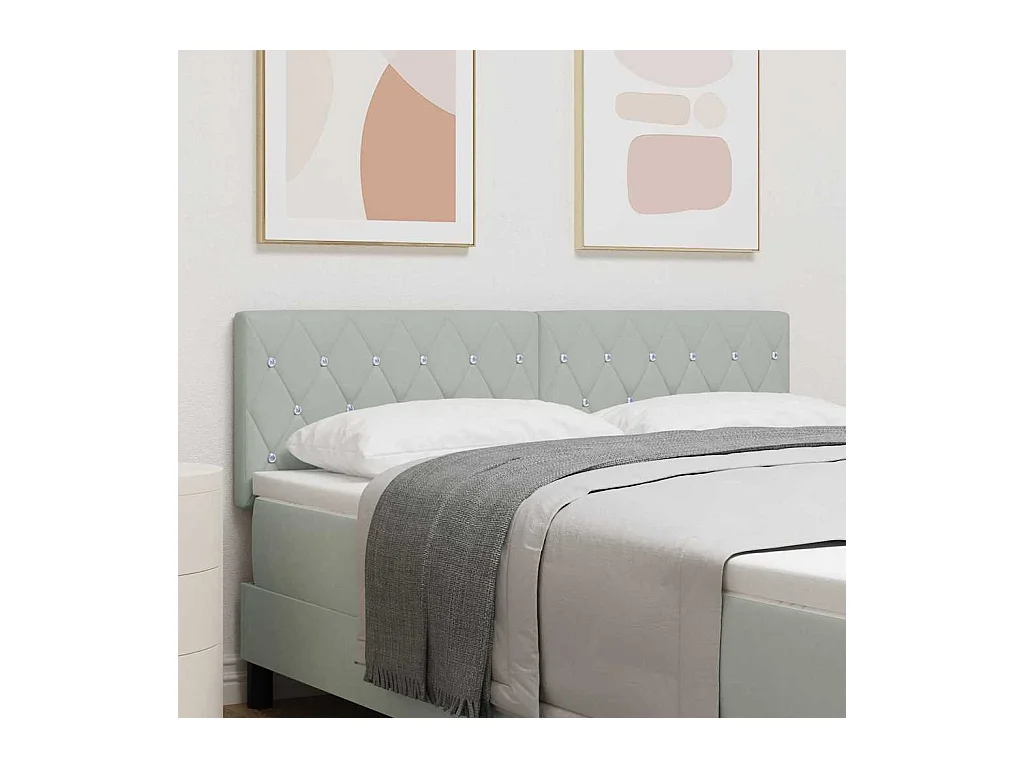 Cabecero LED Argyle con cabecera Gris claro 144 cm Terciopelo