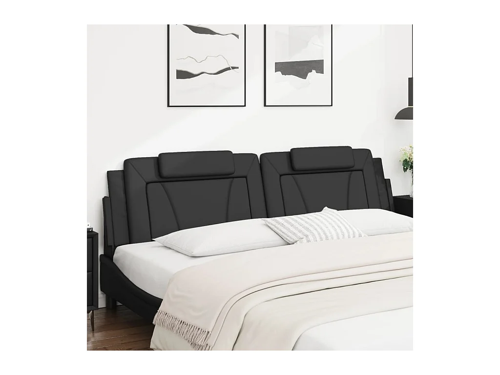 Tête de lit noir 193 cm similicuir