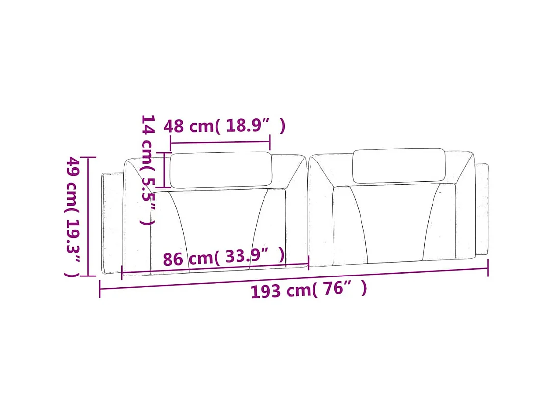 Tête de lit noir 193 cm similicuir