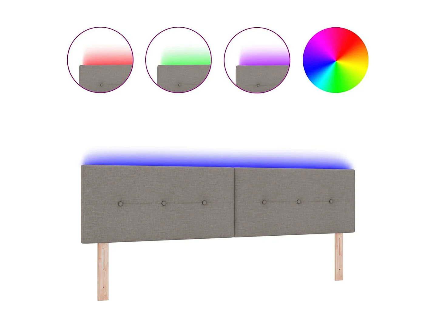 Cabecero LED con luces de tiras LED Manual Taupé 180 cm tela