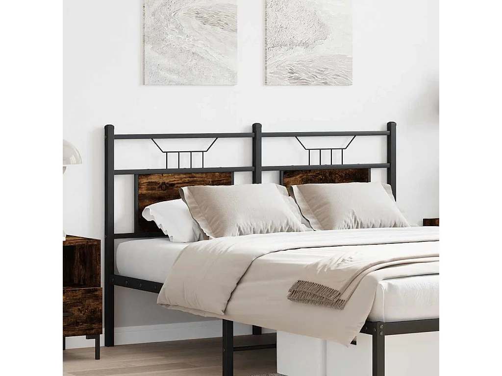 Tête de lit chêne fumé 137 cm bois d'ingénierie et acier