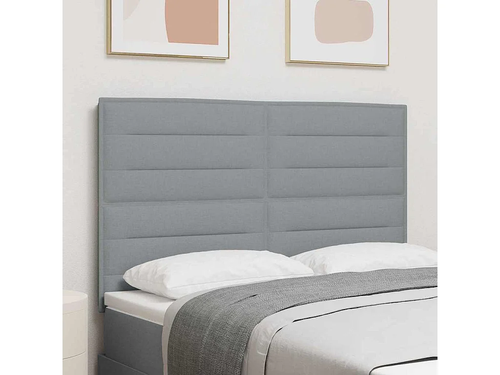 Tête de lit LED avec des lumières à LED Gris clair 160 cm tissu