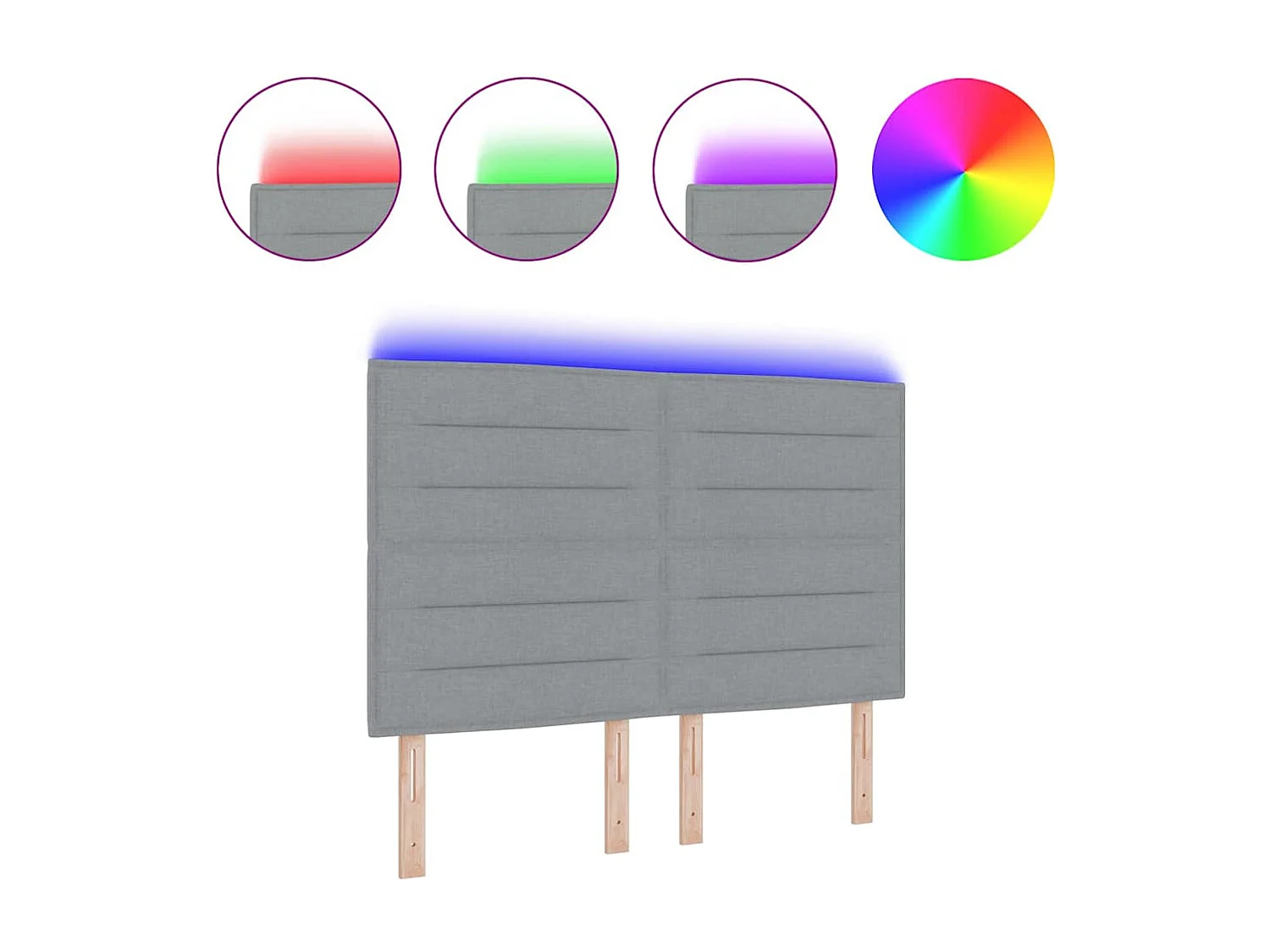 Tête de lit LED avec des lumières à LED Gris clair 160 cm tissu