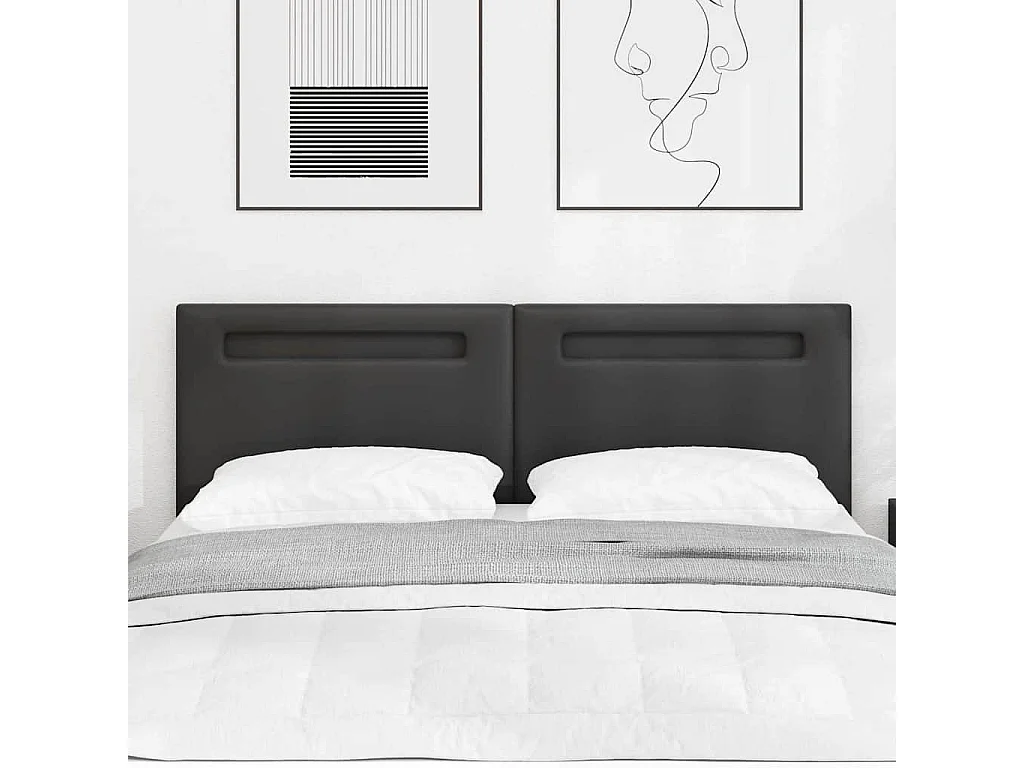 Cabecero con luces de tiras LED con cabecera Negro 144 cm PVC