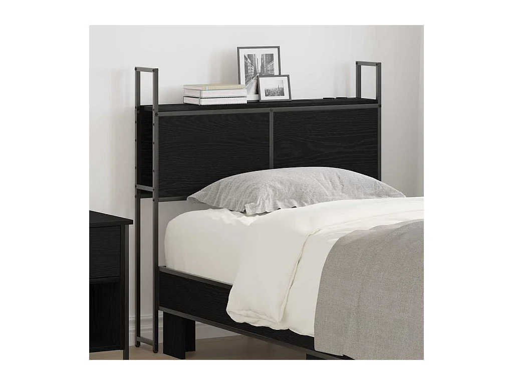 Tête de lit avec Station de Charge Chêne noir 80 cm
