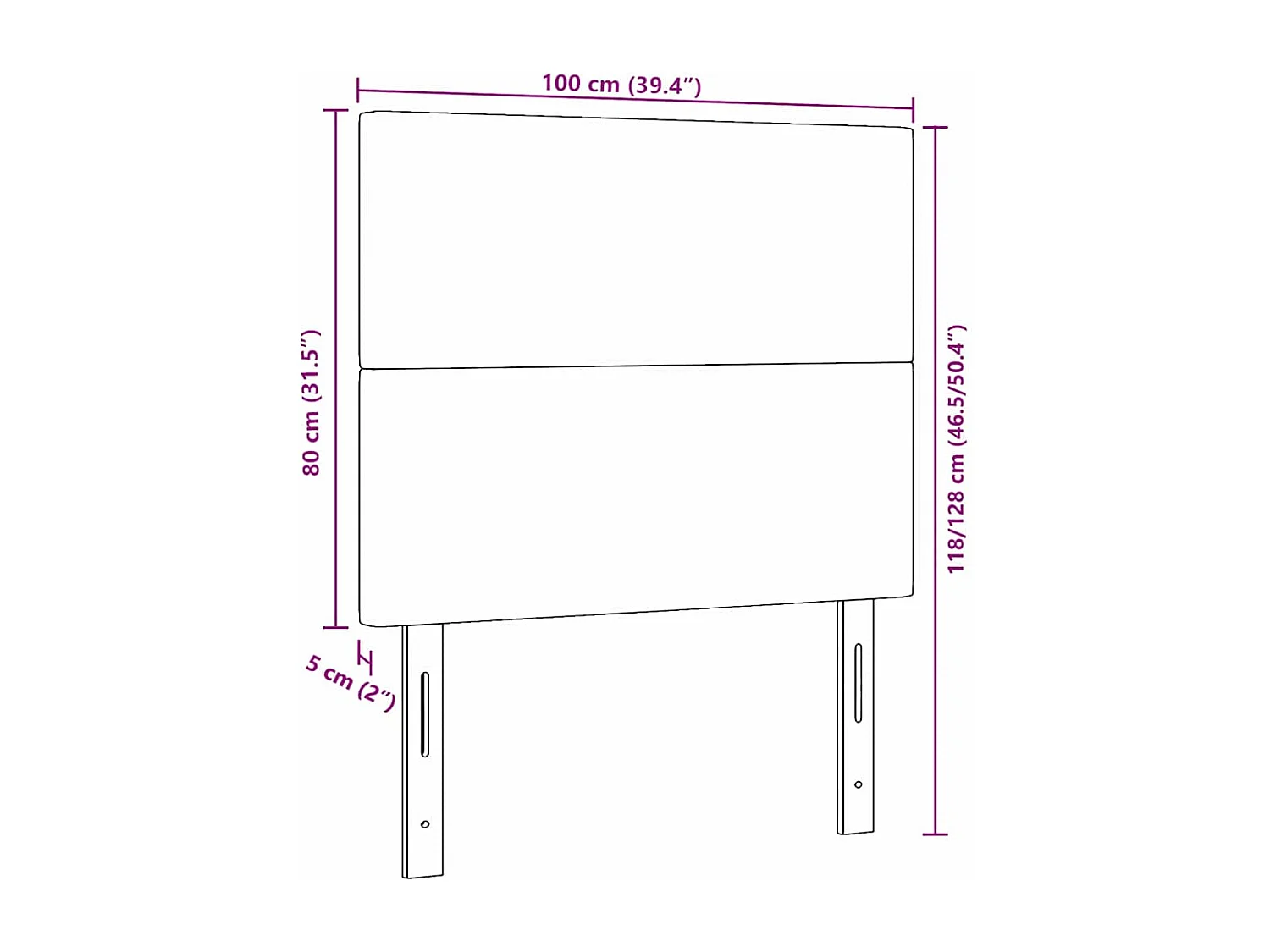 Tête de lit avec tête de lit Crème 100 cm Tissu côtelé