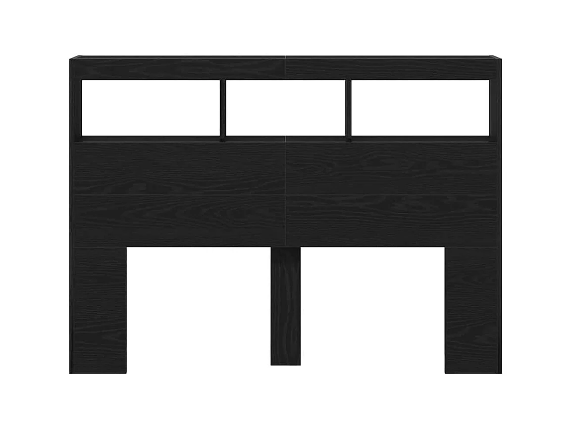 Armário cabeceira c/ luzes LED 140x17x102 cm carvalho preto