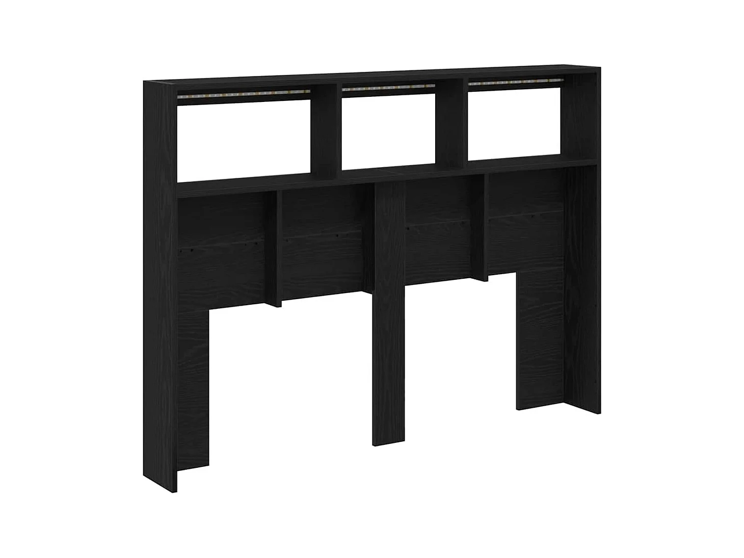 Armário cabeceira c/ luzes LED 140x17x102 cm carvalho preto