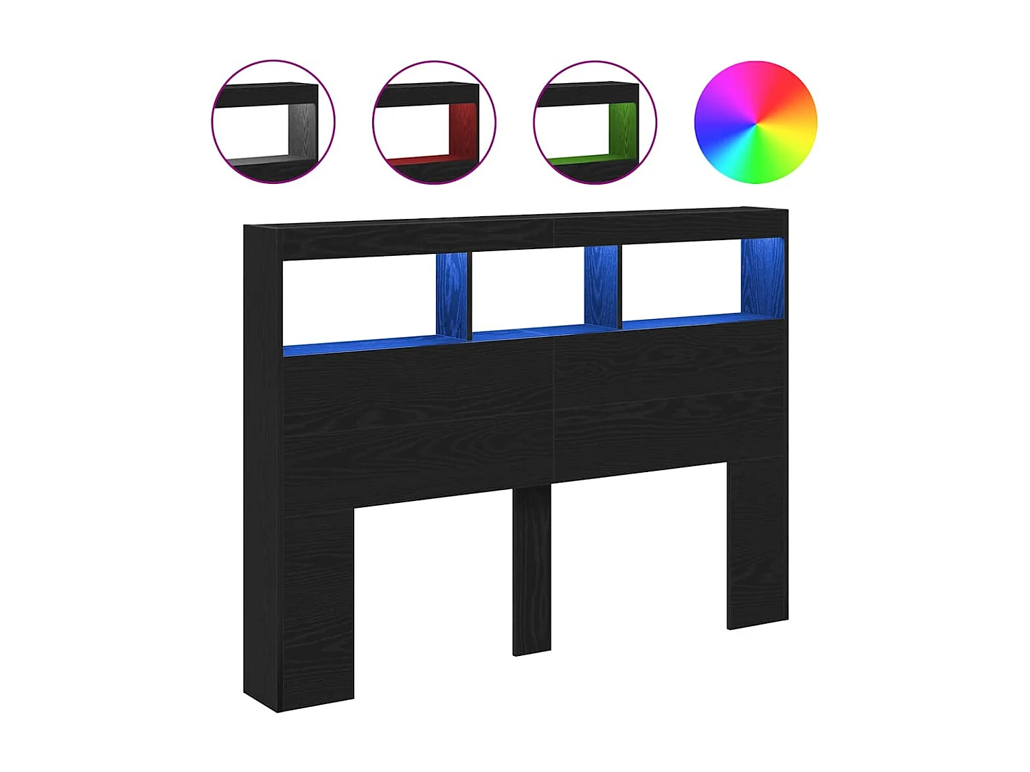 Armoire tête de lit avec LED chêne noir 140x17x102 cm