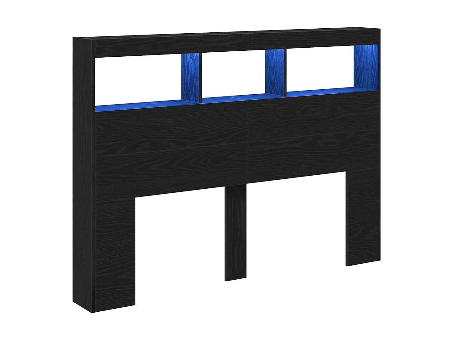 Armoire tête de lit avec LED chêne noir 140x17x102 cm