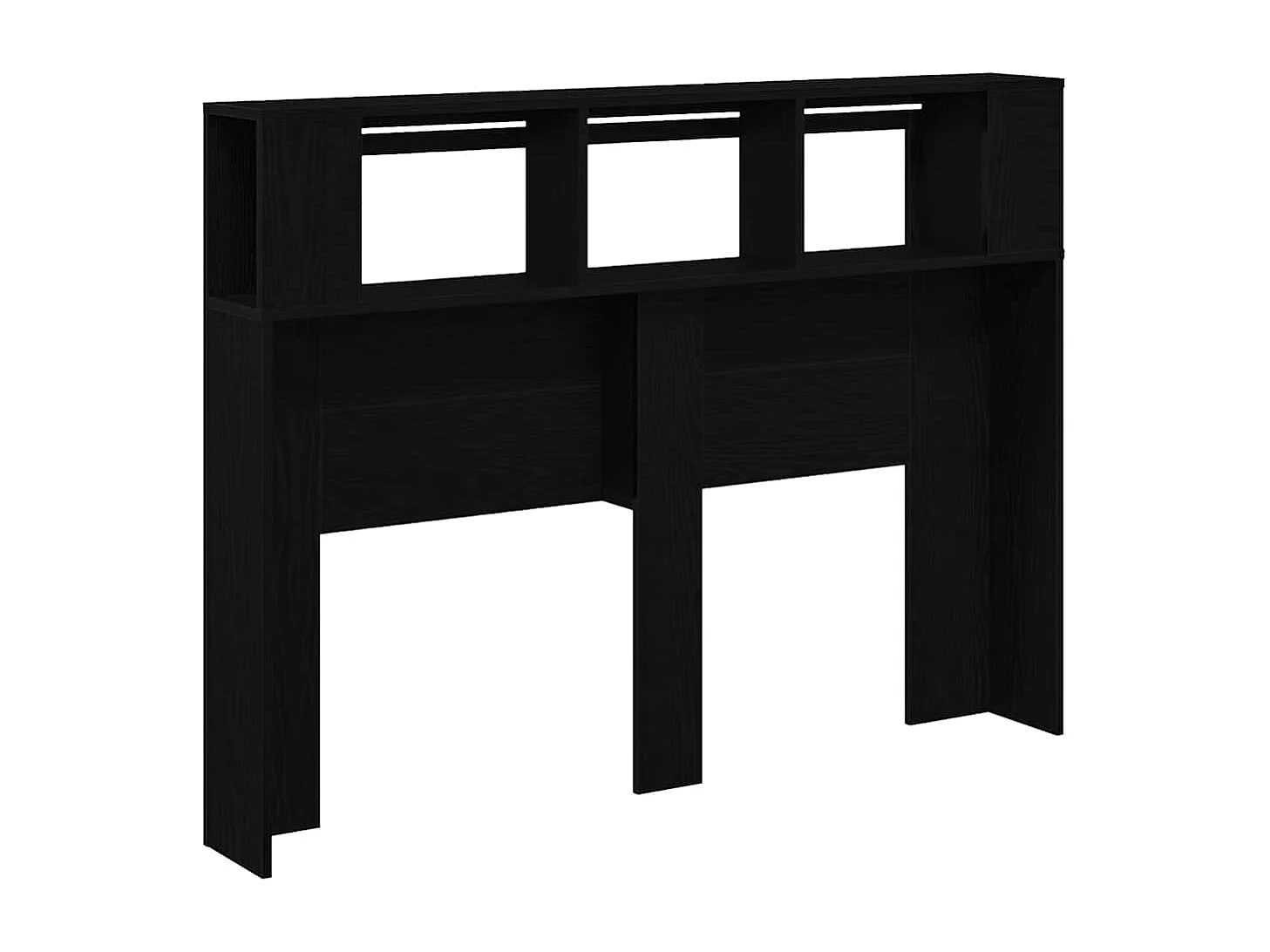 Tête de lit LED avec étagère Chêne noir 140 x 18,5 x 103,5 cm