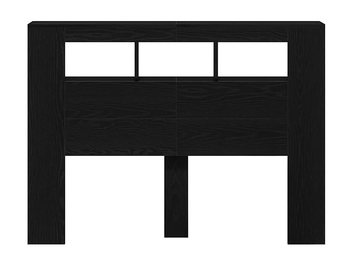 Tête de lit LED avec étagère Chêne noir 140 x 18,5 x 103,5 cm