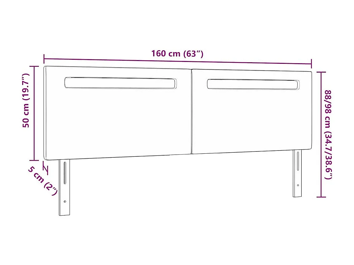 Tête de lit avec des lumières à LED Noir 160 cm PVC