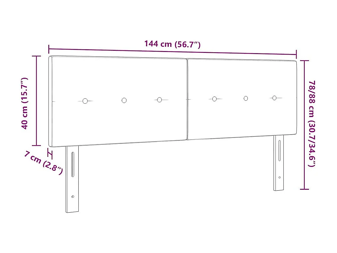 Tête de lit avec tête de lit Gris foncé 140 cm tissu