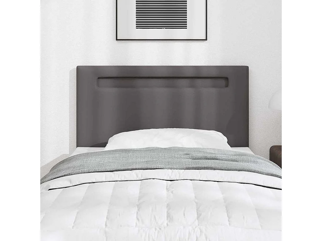 Cabecero con luces de tiras LED con cabecera Gris 100 cm PVC