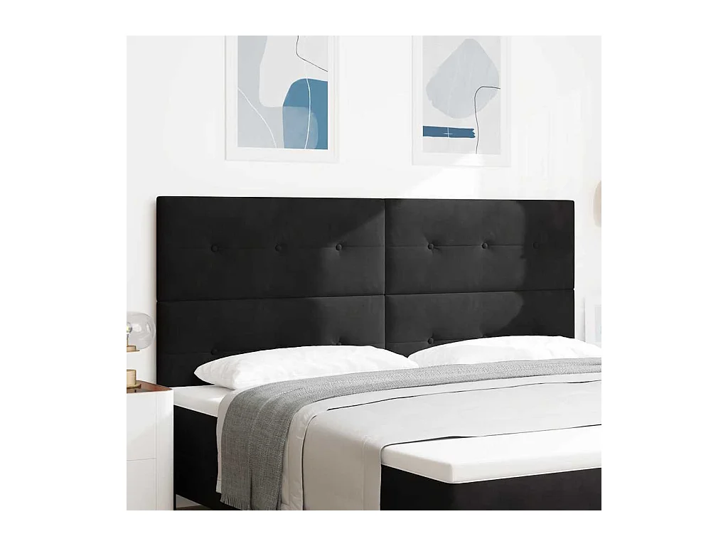 Tête de lit Montage mural avec tête de lit Noir 200 cm Velours