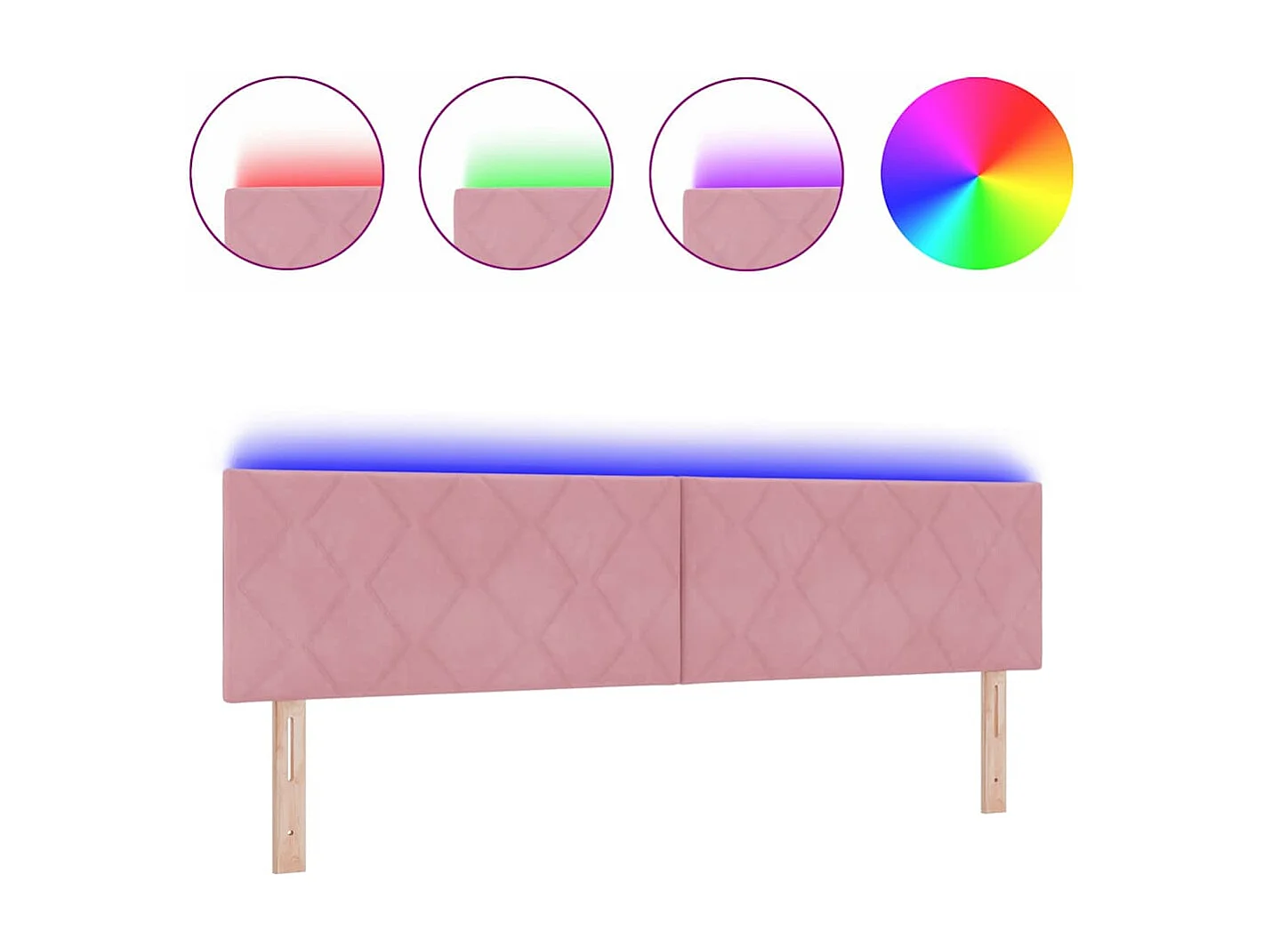 Tête de Lit LED avec des lumières à LED Rose 180 cm Velours