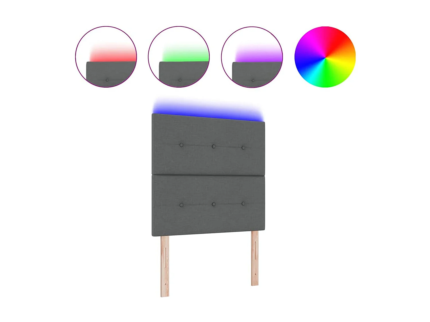 Cabecero LED con luces de tiras LED Gris oscuro 80 cm tela