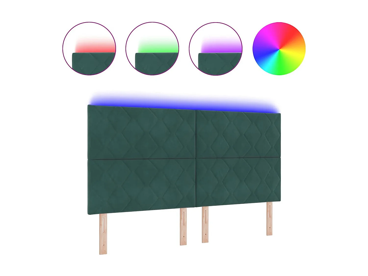 LED Hoofdbord met LED -striplichten Donkergroen 180 cm Fluweel