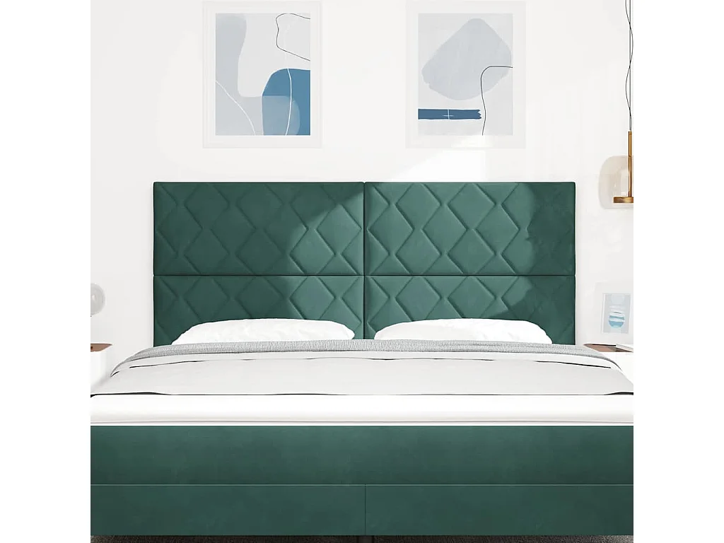 LED Hoofdbord met LED -striplichten Donkergroen 180 cm Fluweel