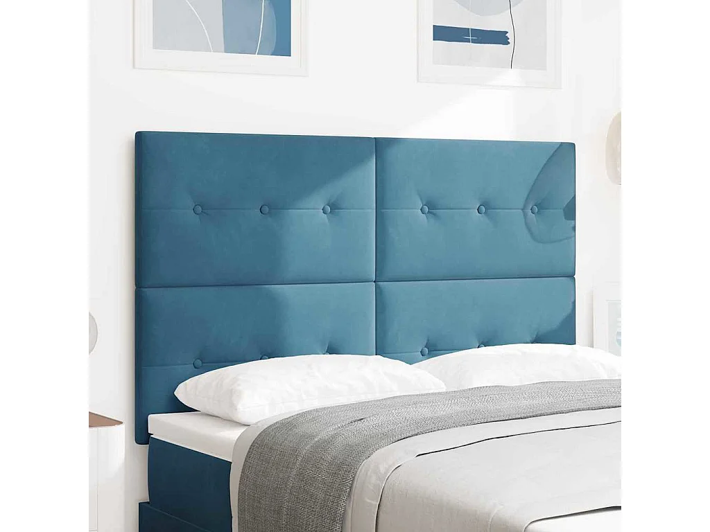 Tête de lit Montage mural Bleu foncé 144 cm Velours