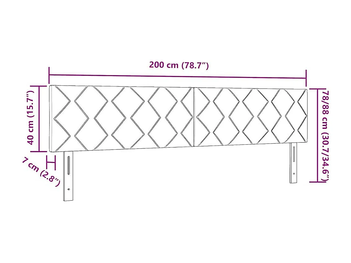 Tête de Lit en Tissu Géométrique Noir 200 cm tissu