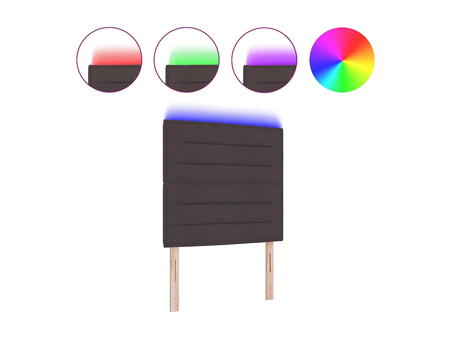 Cabecero LED con luces de tiras LED Marrón oscuro 90 cm tela