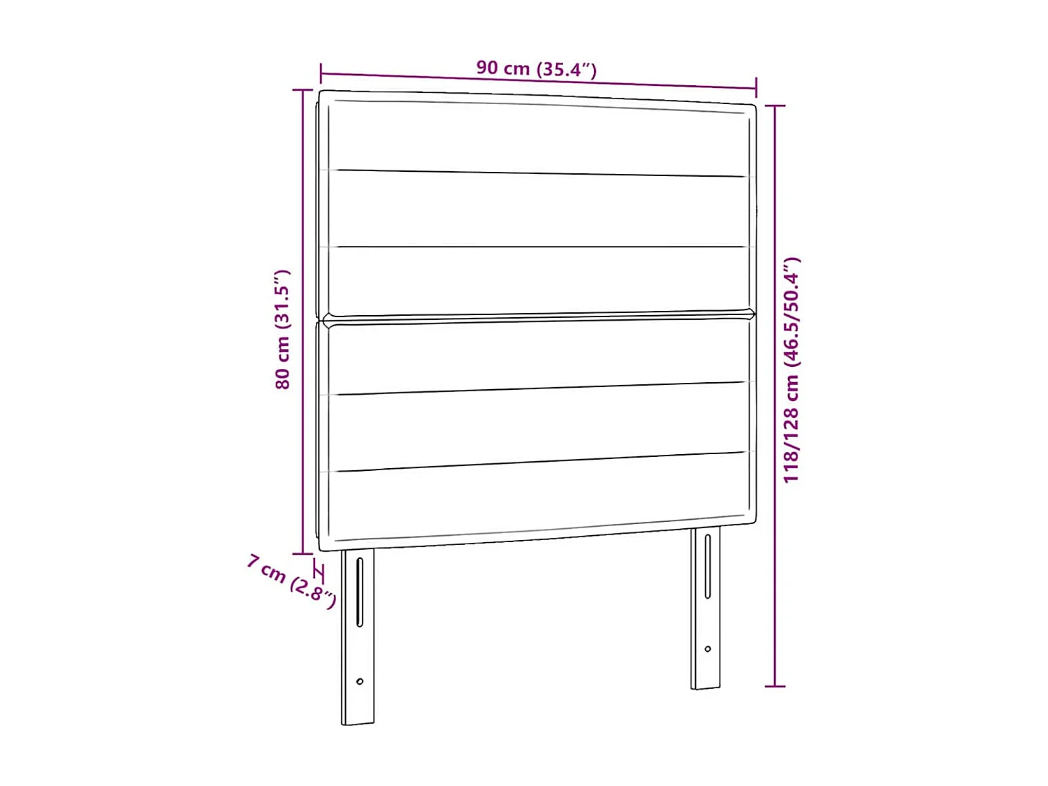 Cabecero LED con luces de tiras LED Marrón oscuro 90 cm tela