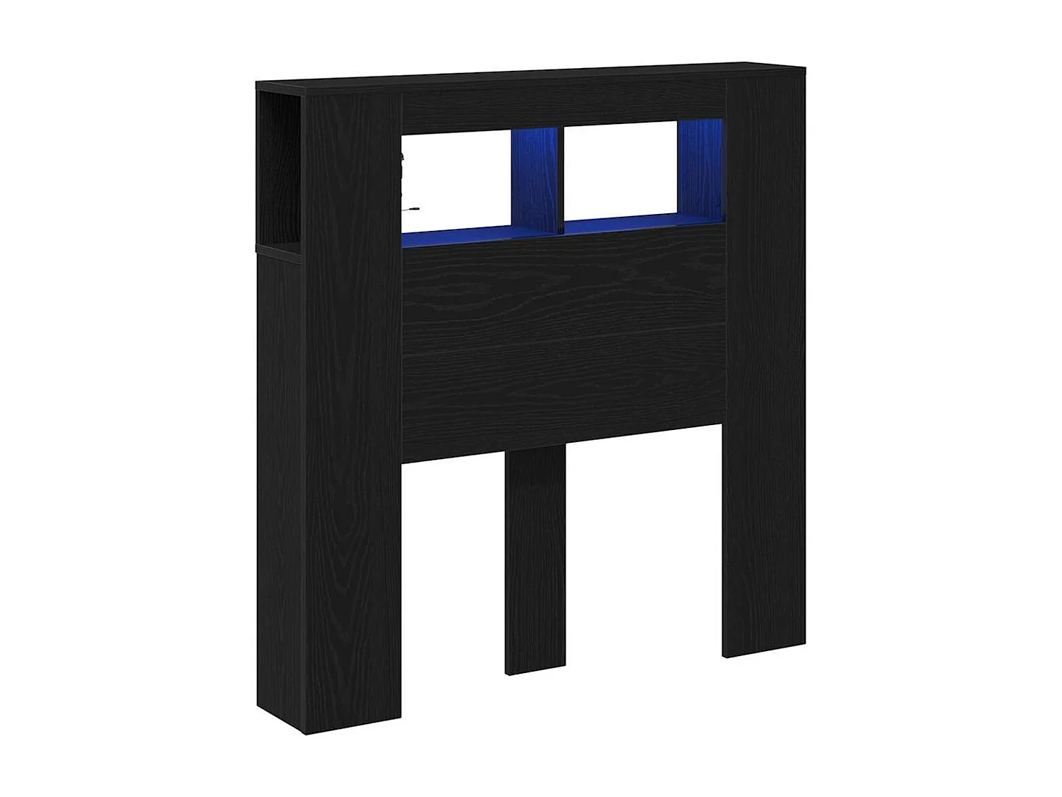 Tête de lit LED avec étagère Chêne noir 100 x 18.5 x 103.5 cm