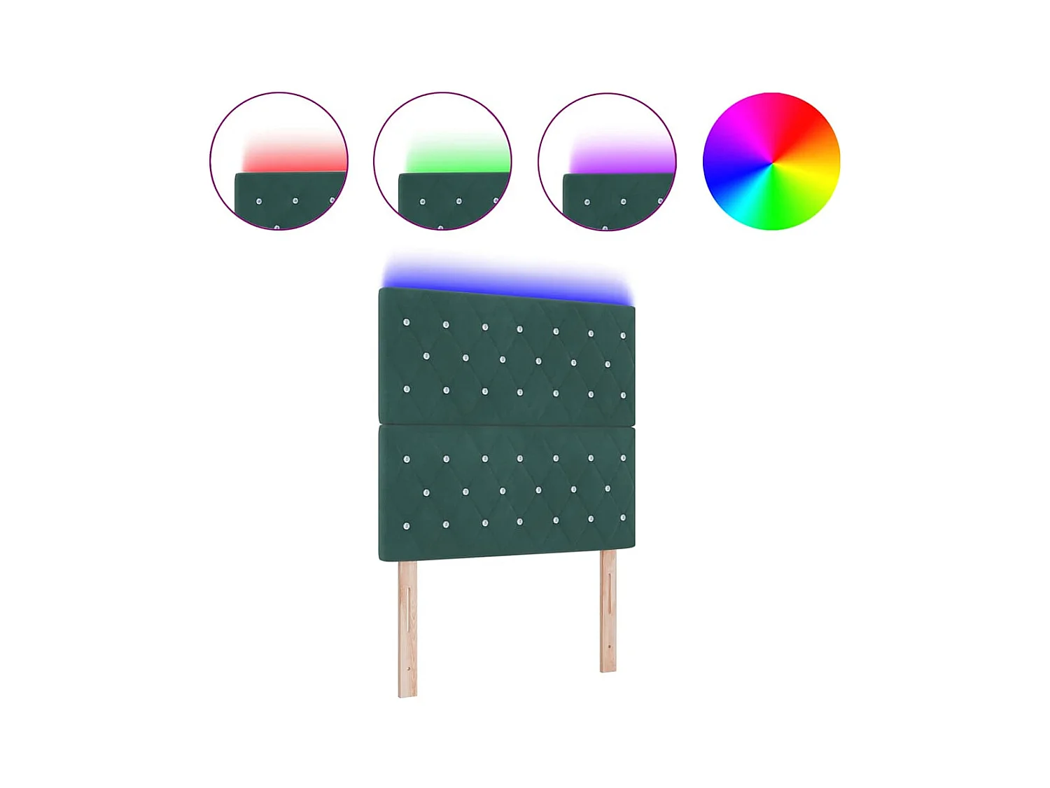 Tête de Lit LED Argyle Vert foncé 100 cm Velours