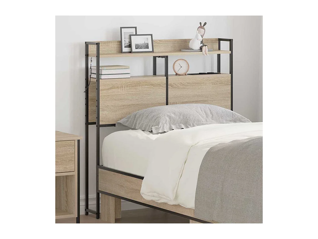 Cabecera de almacenamiento con estante Roble Sonoma 80 cm