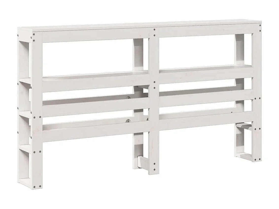 Hoofdbord met schappen 120 cm massief grenenhout wit