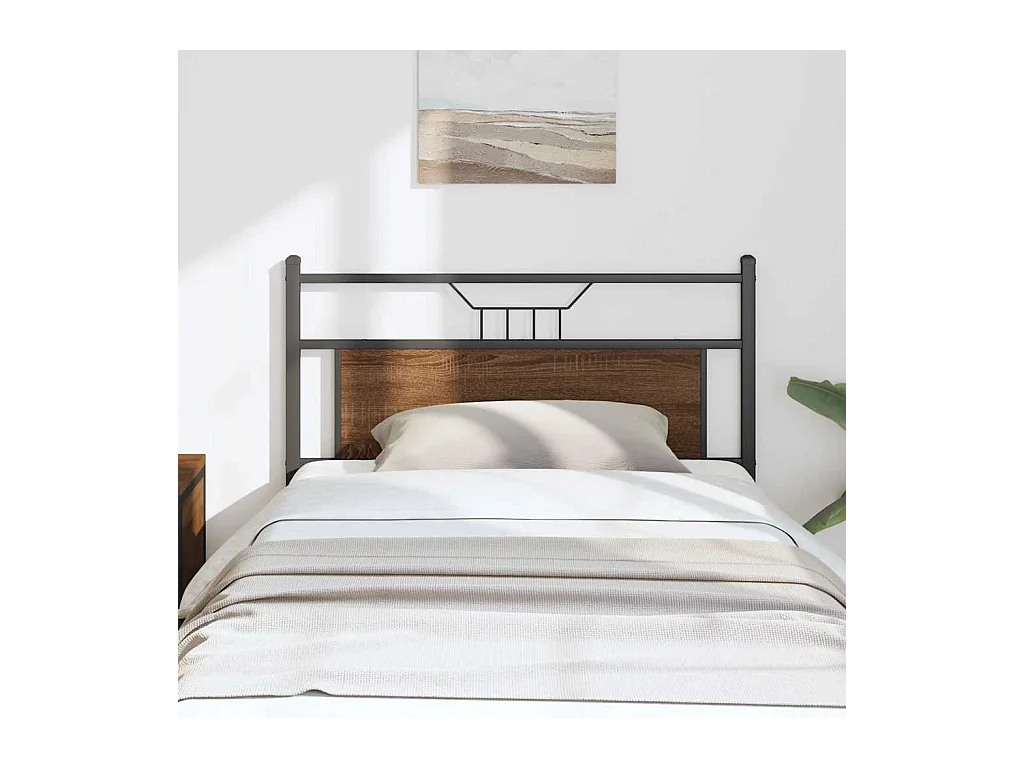 Tête de lit chêne marron 107 cm bois d'ingénierie et acier
