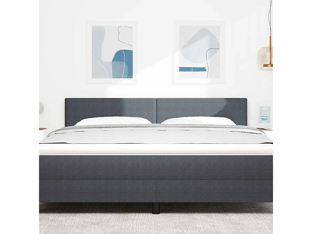 Tête de lit avec tête de lit Gris foncé 180 cm Tissu côtelé