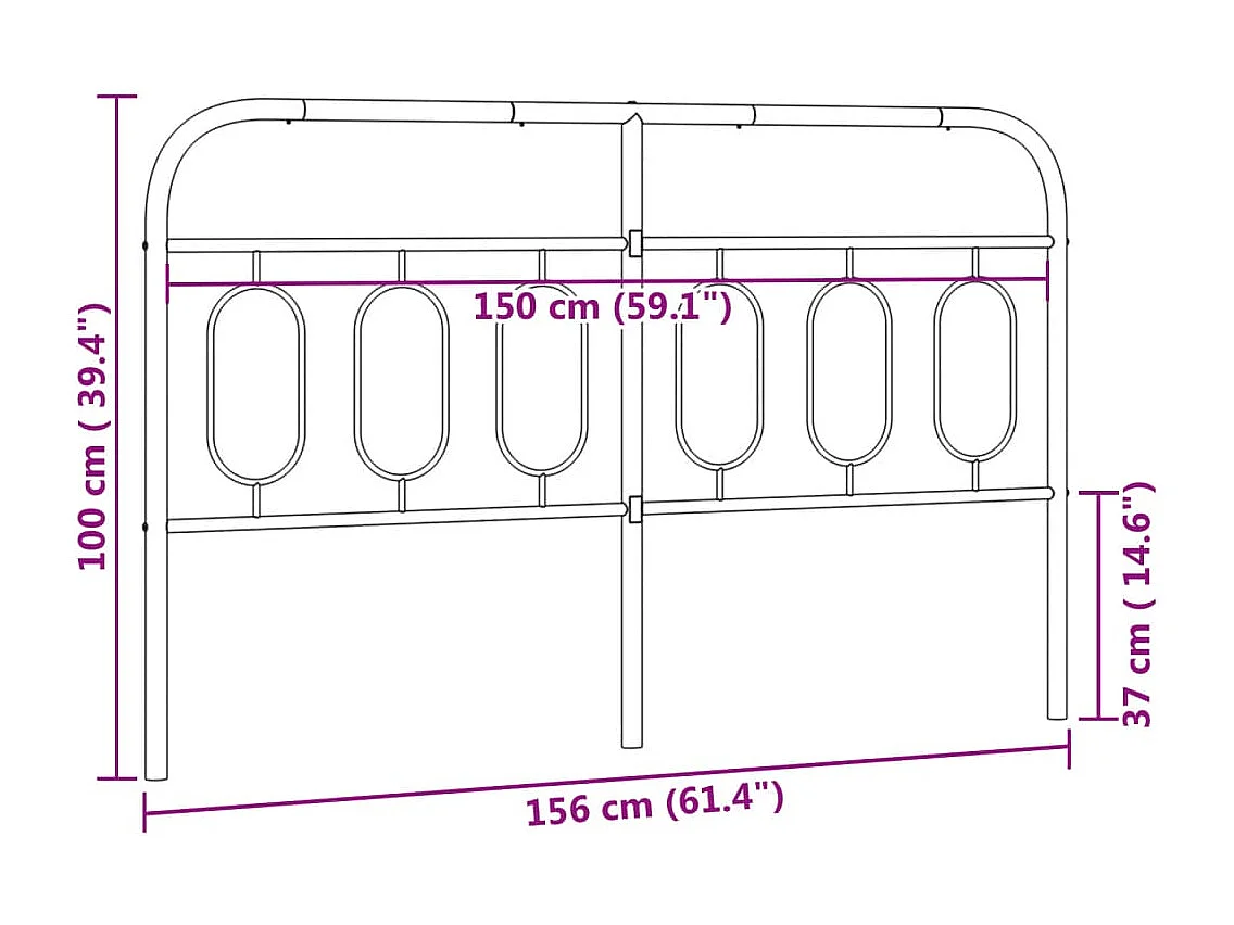 Hoofdbord 150 cm metaal wit