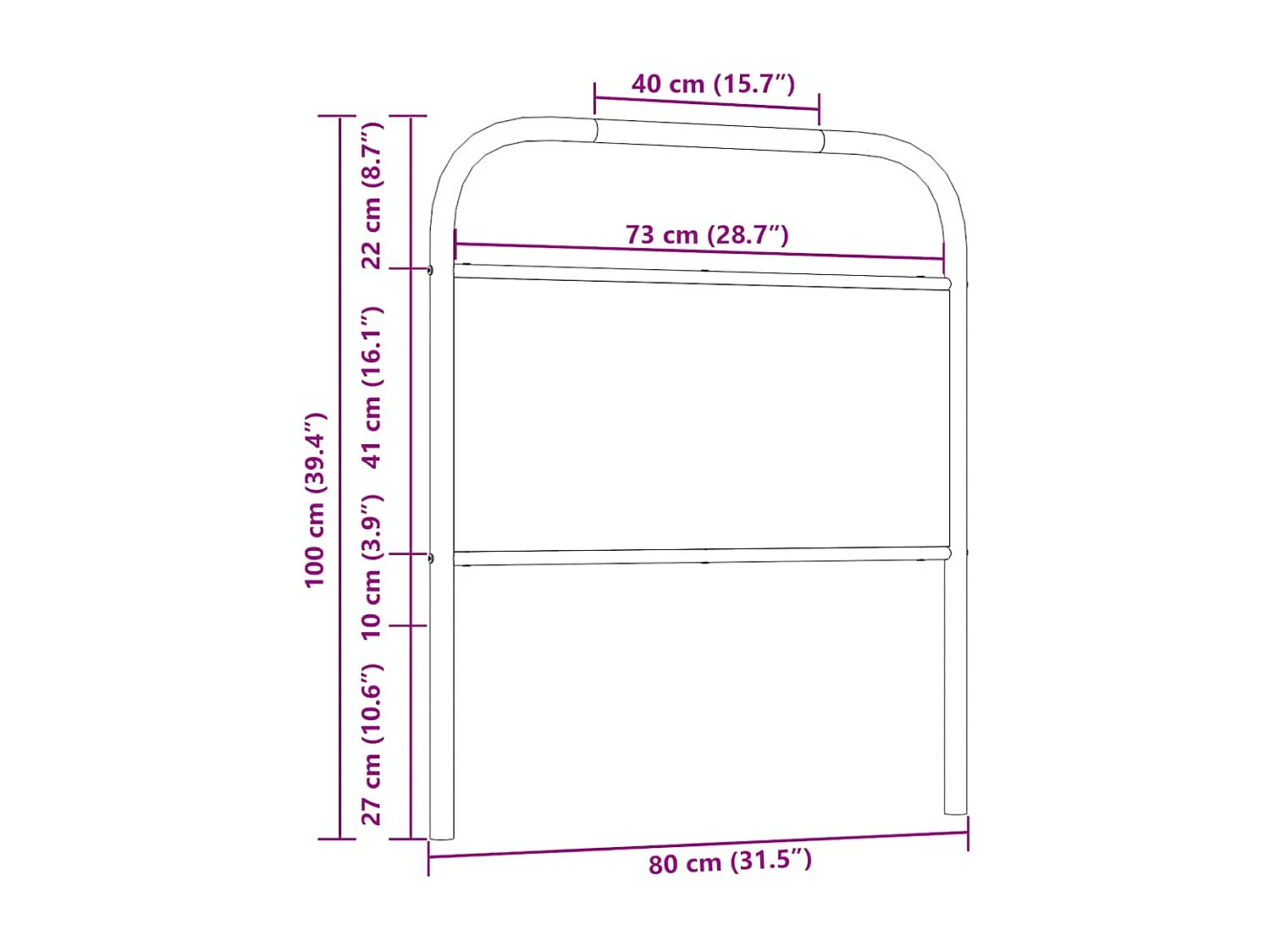 Tête de lit chêne fumé 75 cm acier et bois d'ingénierie