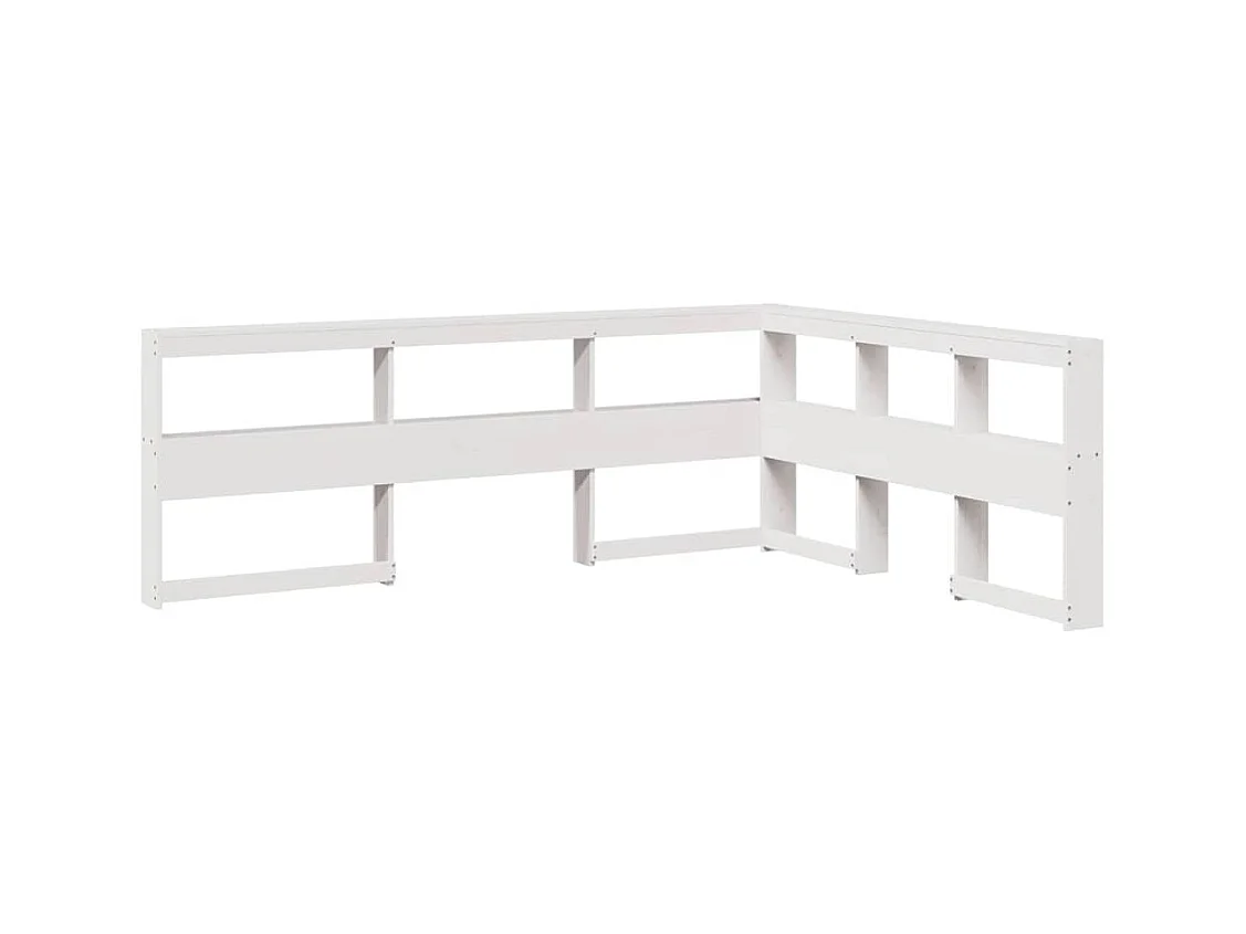 Cabecero librería en forma L madera maciza pino blanco 160 cm