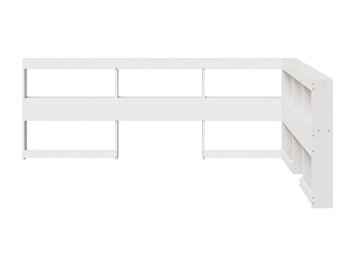 Tête de lit de bibliothèque en forme de L bois massif de pin