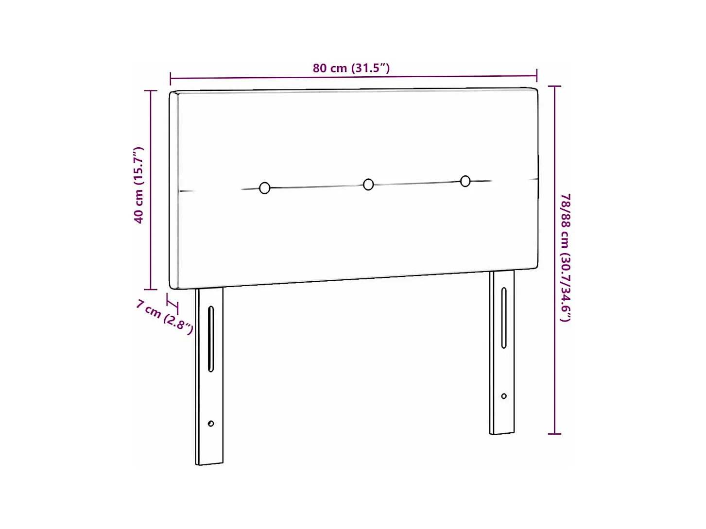 Tête de lit Montage mural avec tête de lit Rose 80 cm Velours