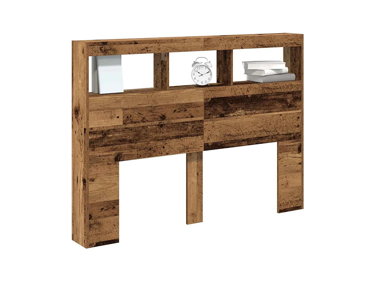 Armoire tête de lit avec LED vieux bois 140x17x102 cm