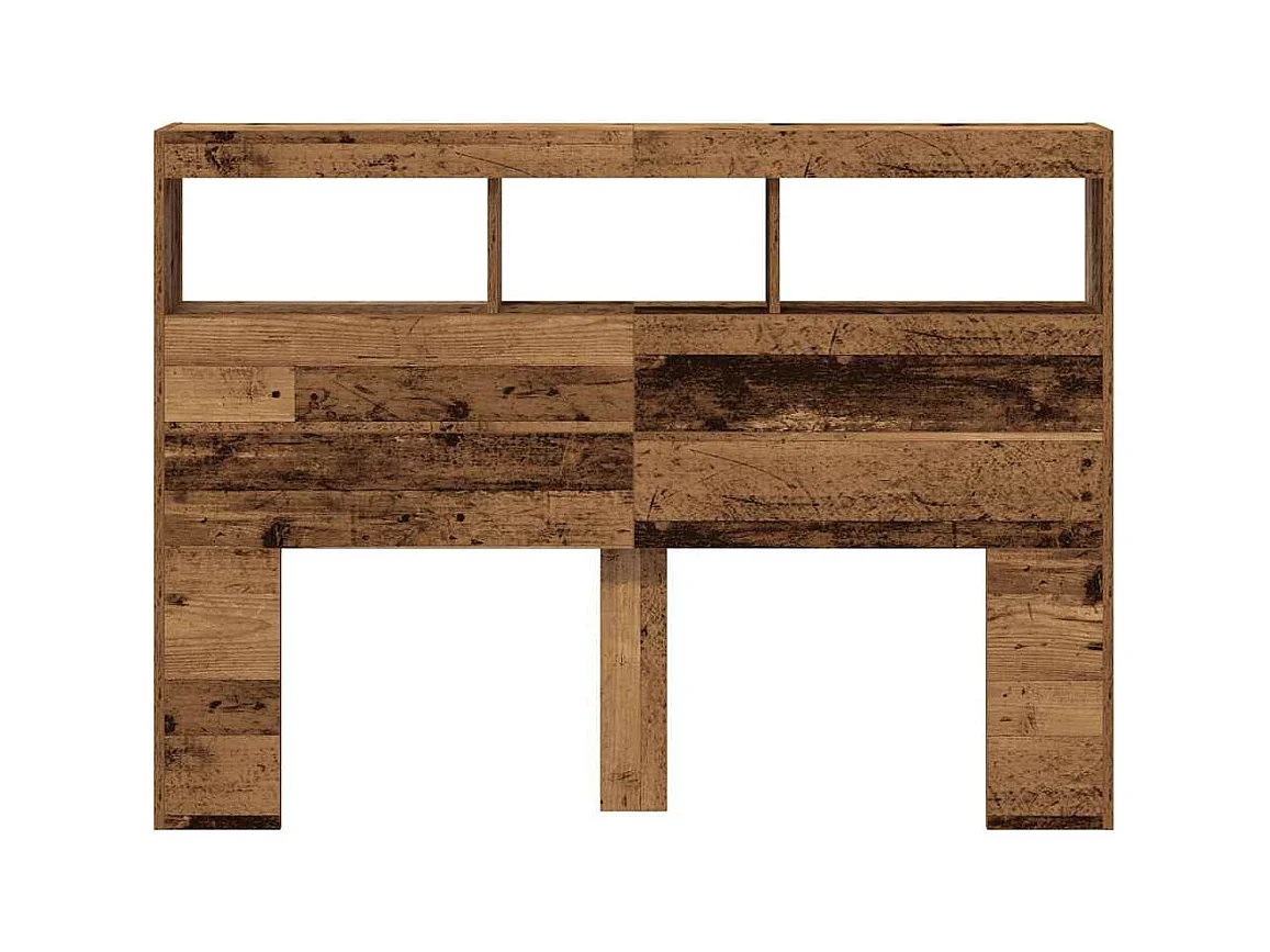Armoire tête de lit avec LED vieux bois 140x17x102 cm