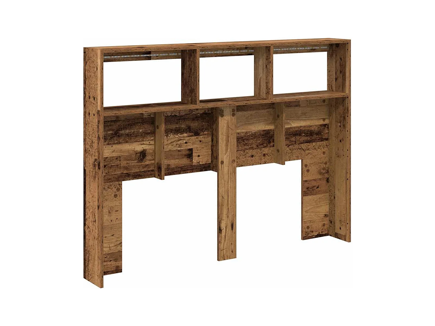 Armoire tête de lit avec LED vieux bois 140x17x102 cm