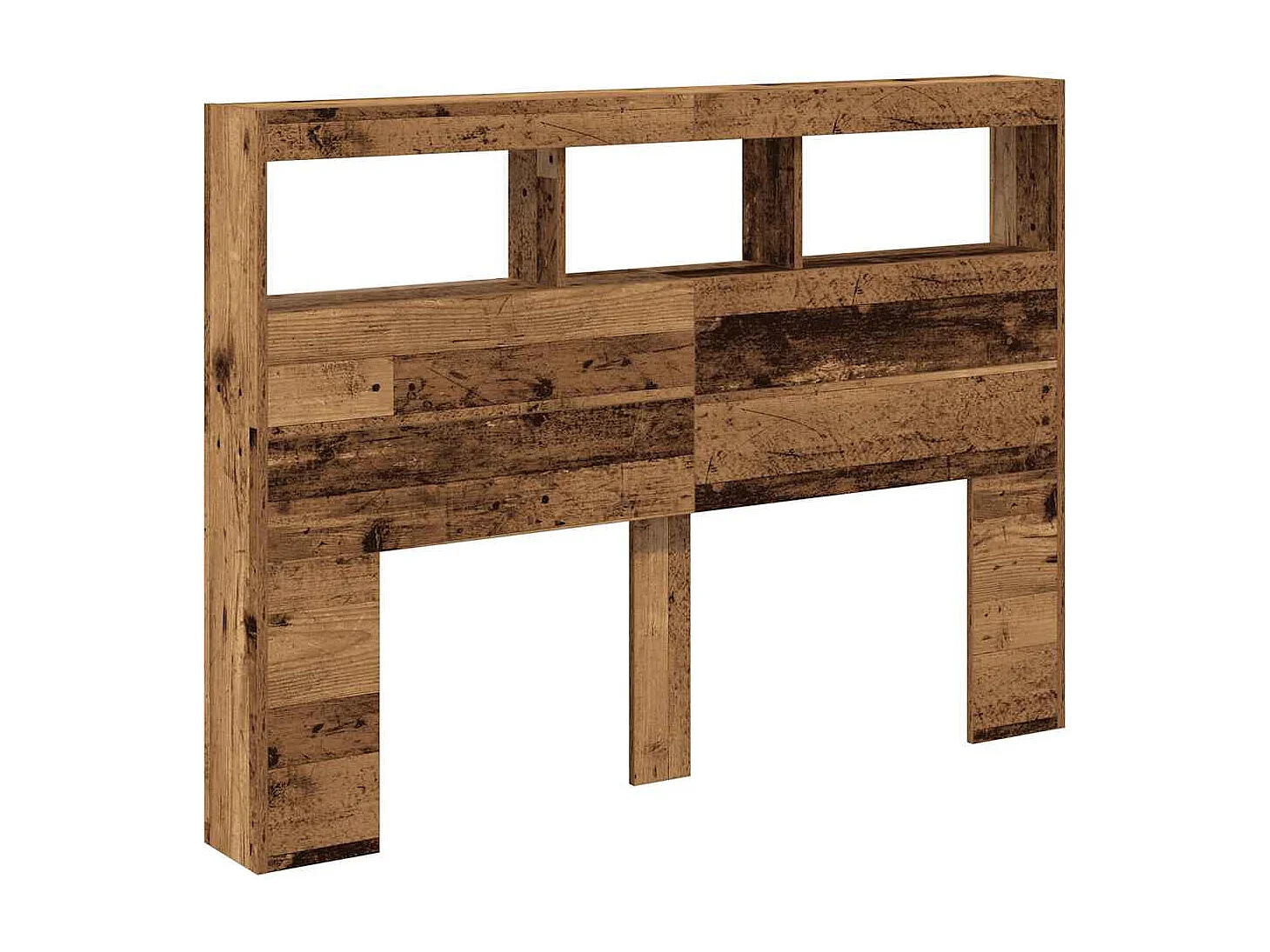 Armoire tête de lit avec LED vieux bois 140x17x102 cm