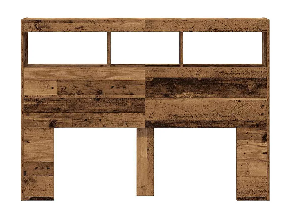 Armoire tête de lit avec LED vieux bois 140x17x102 cm