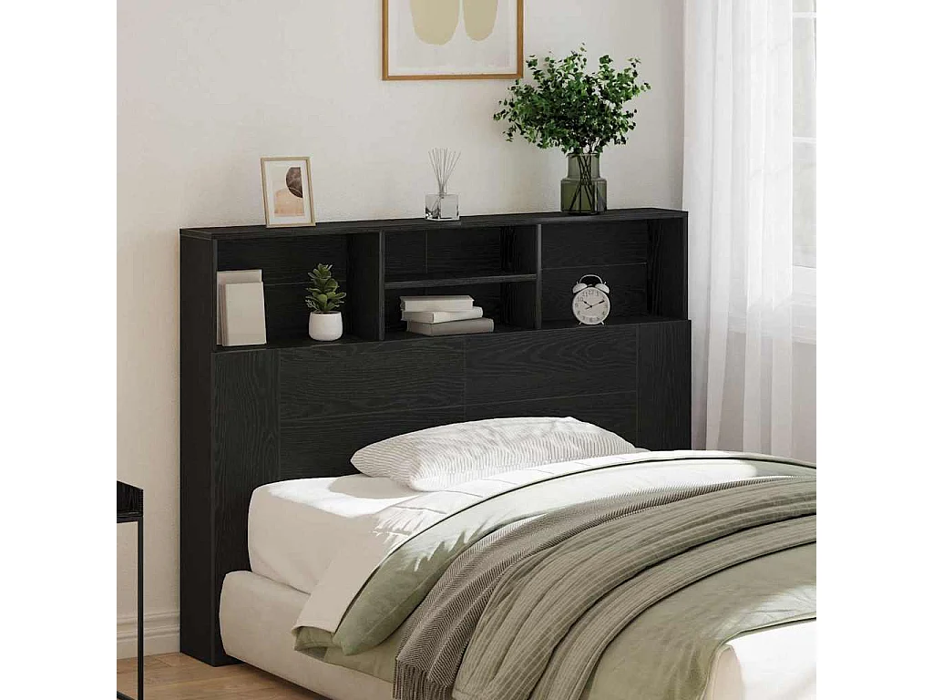 Cabecero de armario con estante Roble negro 140 x 19 x 103.5 cm