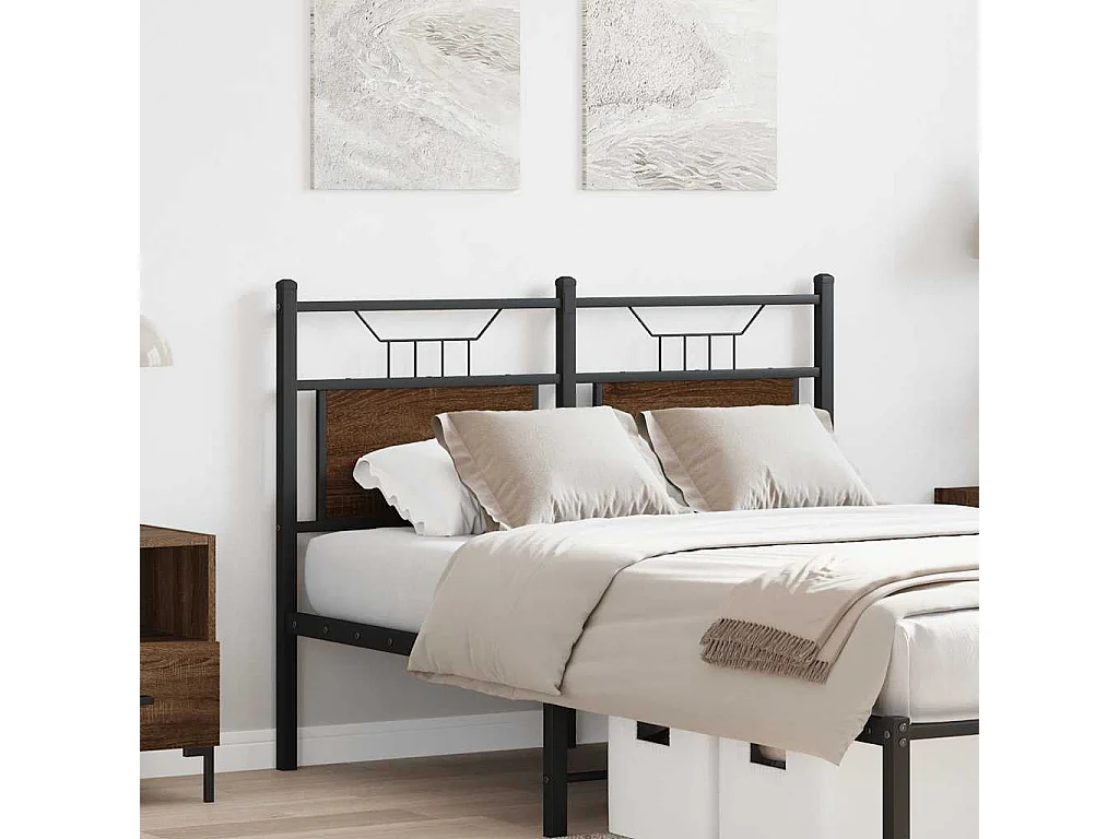 Tête de lit chêne marron 120 cm bois d'ingénierie et acier