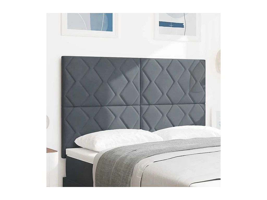 Cabecero LED Geométrico Manual Gris oscuro 160 cm Terciopelo