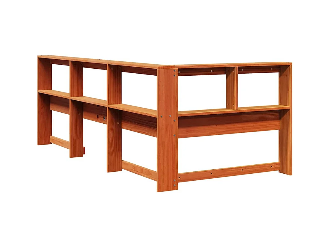 Tête de lit de bibliothèque en forme de L bois massif de pin