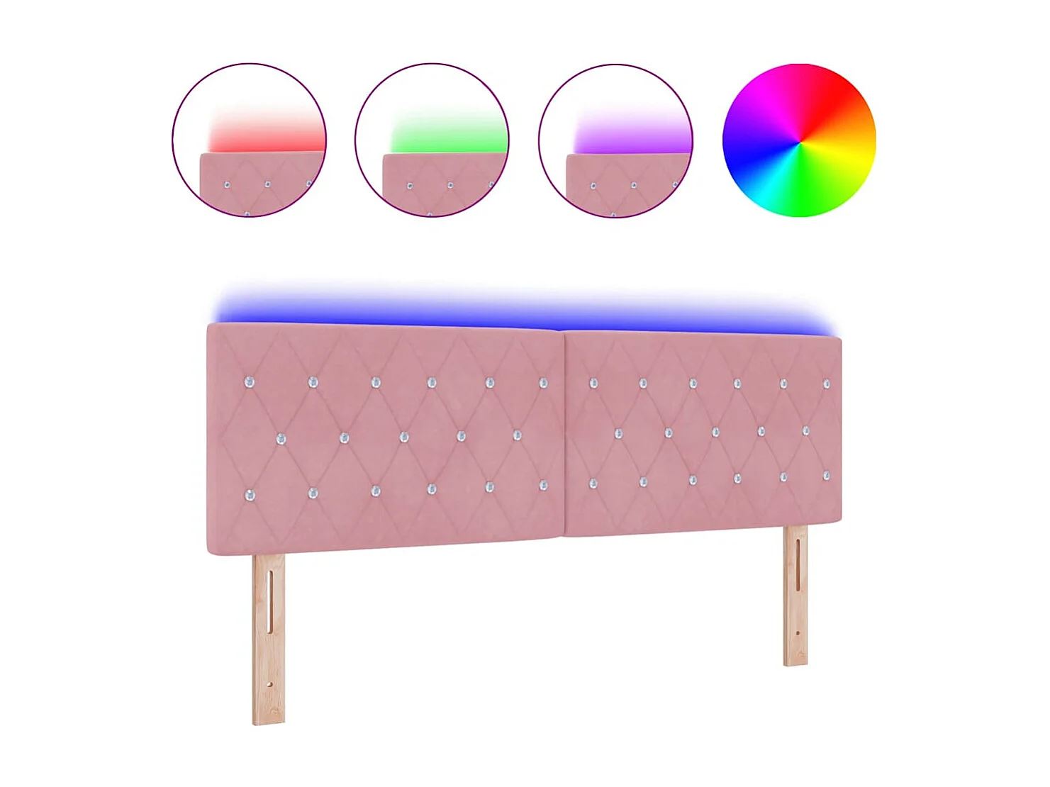 Tête de Lit LED avec des lumières à LED Rose 144 cm Velours